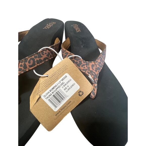 Flojos NWT Womens Sz 10 4.5" Wedge Sandals With Leopard Print Straps - Picture 5 of 6